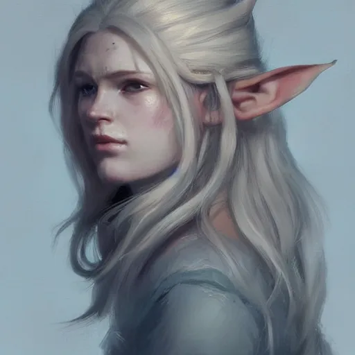 Prompt: a beautiful artwork side profile portrait of a highland elf with long blonde hair and pale skin by greg rutkowski , featured on artstation, fantasy