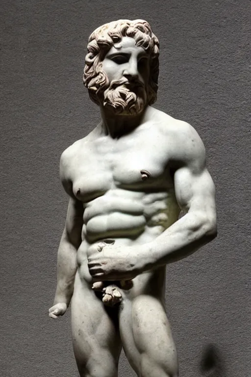 Prompt: ancient greek statue of he - man