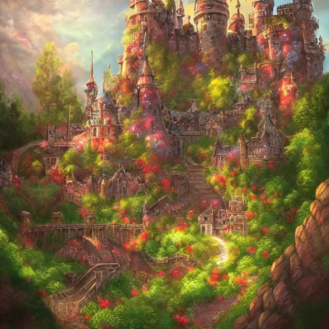 Prompt: infinitely detailed scenery art expanding fantasy dream art candy world with a castle made out of candy detailed scenery artwork, candy scenery artwork scenery artstation!! scenery pixiv!!