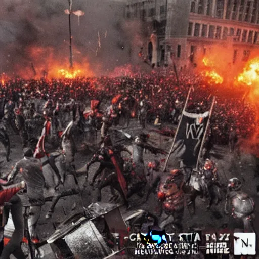 Image similar to January 6 capitol riot in the style of Zack Snyder film