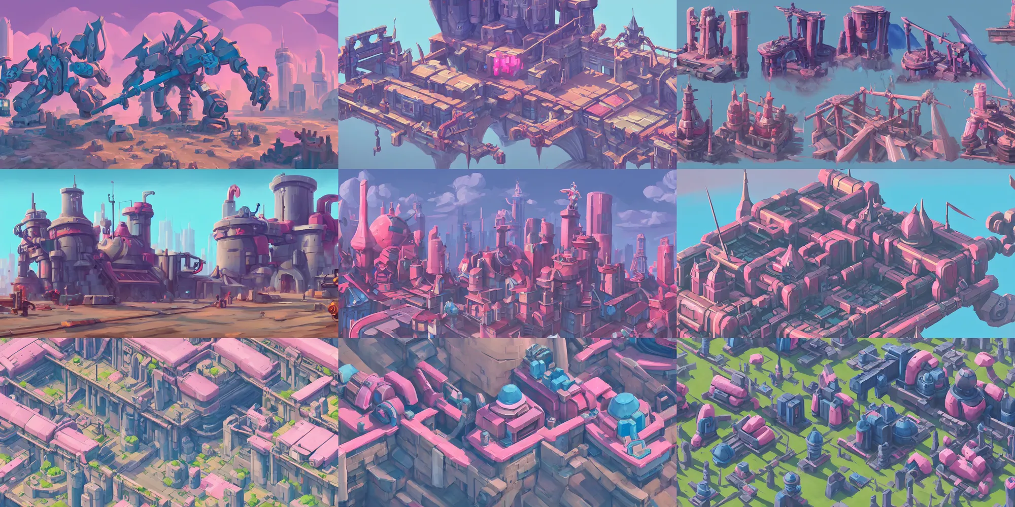 Prompt: game asset of manmade heavy structures, in gouache detailed paintings, props, stylized, 2 d sprites, kitbash, arcane, overwatch, blue and pink color scheme, 8 k, close up