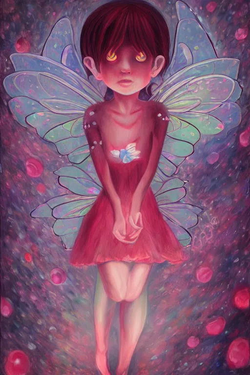 Prompt: an infinitely detailed oil painting of a beautiful fairy by kuraya emi yume nikki inspired | atmospheric