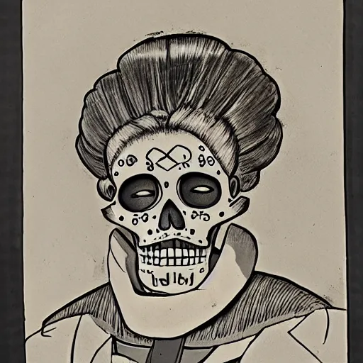 Prompt: de los muertos portrait of garma zabi