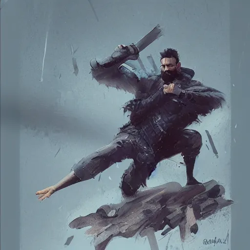 Prompt: an image of kaiser posing in a cool position while having a beard by greg rutkowski