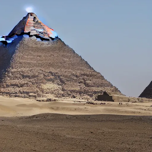 Prompt: futuristic Giza pyramids circa year 3000