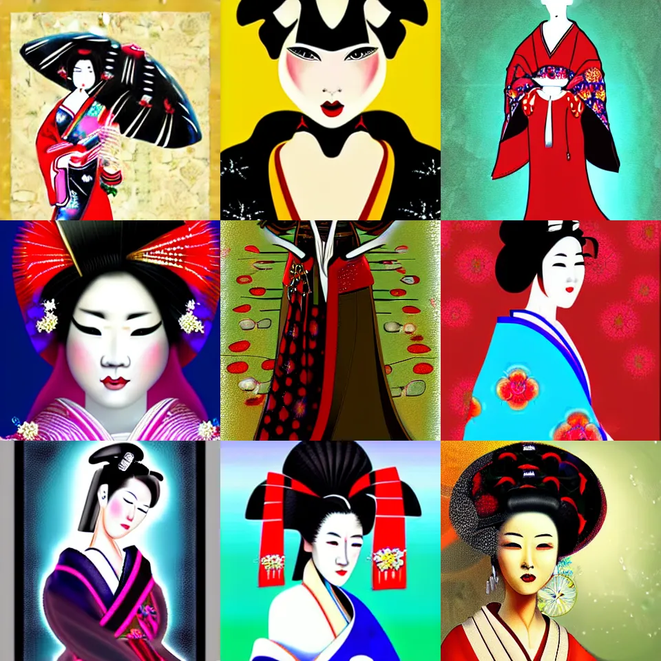 Image similar to digital painting of a beautiful geisha