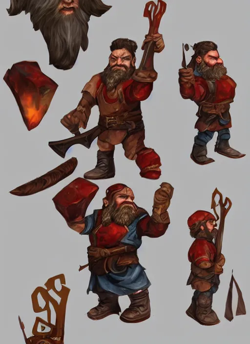 Image similar to communist dwarf with two axes in hands, dungeons and dragons character, fantasy portrayal, digital art, artstation