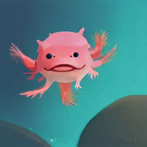 Prompt: cutes axolotl swimming playing, painting by Goro Fujita art, sharp focus, highly detailed, ArtStation