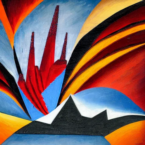 Prompt: Volcanic eruption, cubism