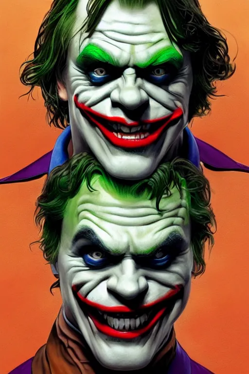 Image similar to portrait of mark hamill as the joker as a hulking herculean demon orc bugbear clown, godlike, upper body, fantasy, intricate, elegant, highly detailed, digital painting, artstation, concept art, sharp focus, illustration, art by artgerm and greg rutkowski and alphonse mucha