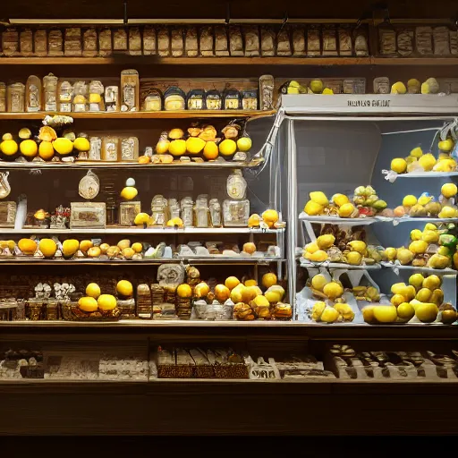 Image similar to still of the lemon shop, where they sell lemons, dslr, 8 k, octane beautifully detailed render, cold lighting, cinematic lighting, detailed photo, masterpiece, volumetric lighting, ultra realistic, highly detailed, high quality, lossless, photorealistic