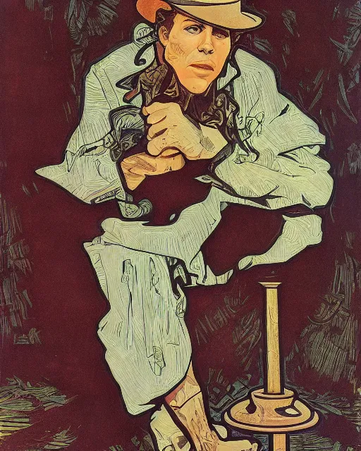 Prompt: Tom Waits by Rick Griffin Roland Topor Alphonse Mucha Will Eisner