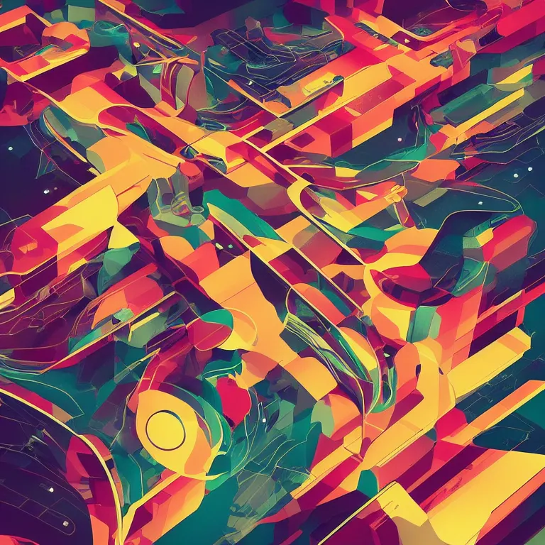 Image similar to futuristic beautiful album cover design by Pi-Slices and Kidmograph, beautiful digital illustration