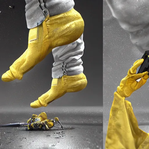 Image similar to hazmat team removes crusty stained stiff sock using tongs taking photos, digital art, cosmic, 3 d high definition, trending on artstation, photorealistic, high resolution, vray, 8 k, octane, trending on, hdr, hyper detailed, insane details, intricate, elite, ornate, elegant, unreal engine