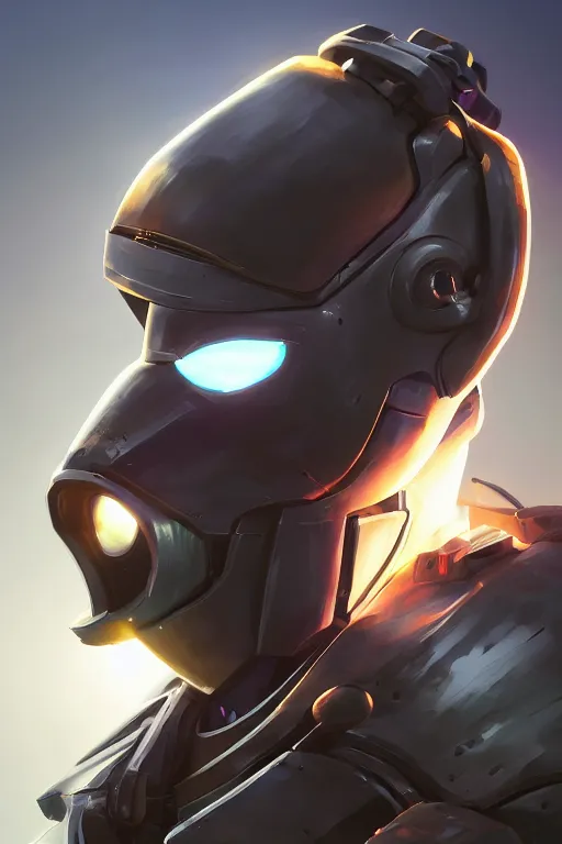 Image similar to epic mask helmet robot ninja portrait stylized as fornite style game design fanart by concept artist gervasio canda, behance hd by jesper ejsing, by rhads, makoto shinkai and lois van baarle, ilya kuvshinov, rossdraws global illumination radiating a glowing aura global illumination ray tracing hdr render in unreal engine 5