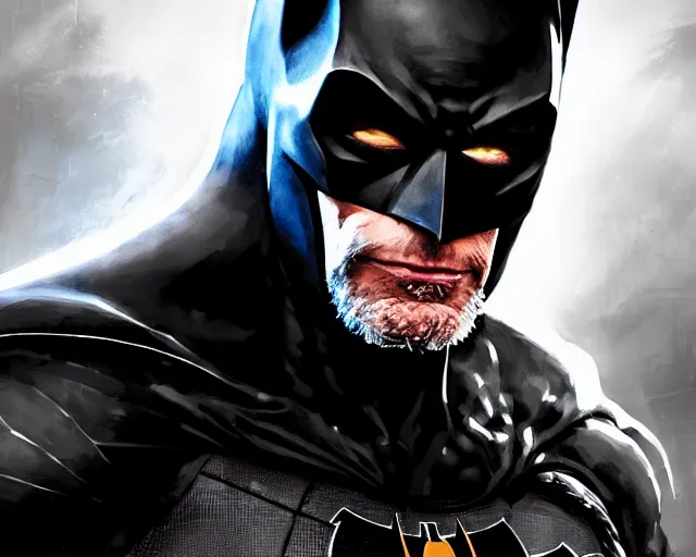 Image similar to highly detailed portrait of stephen lang as batman ( flashpoint ), in batman : arkham knight, stephen bliss, unreal engine, fantasy art by greg rutkowski, loish, rhads, ferdinand knab, makoto shinkai and lois van baarle, ilya kuvshinov, rossdraws, tom bagshaw, global illumination, radiant light, detailed and intricate environment