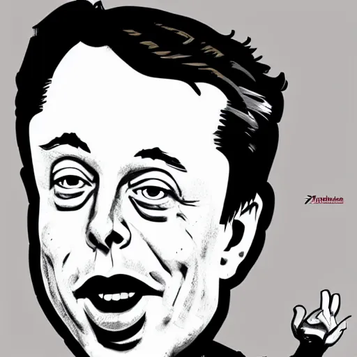 Prompt: elon musk as a caricature drawing