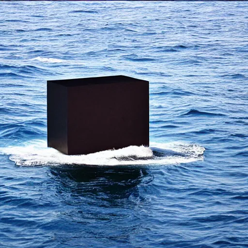 Image similar to a cube in the middle of the sea in the style of richard serra