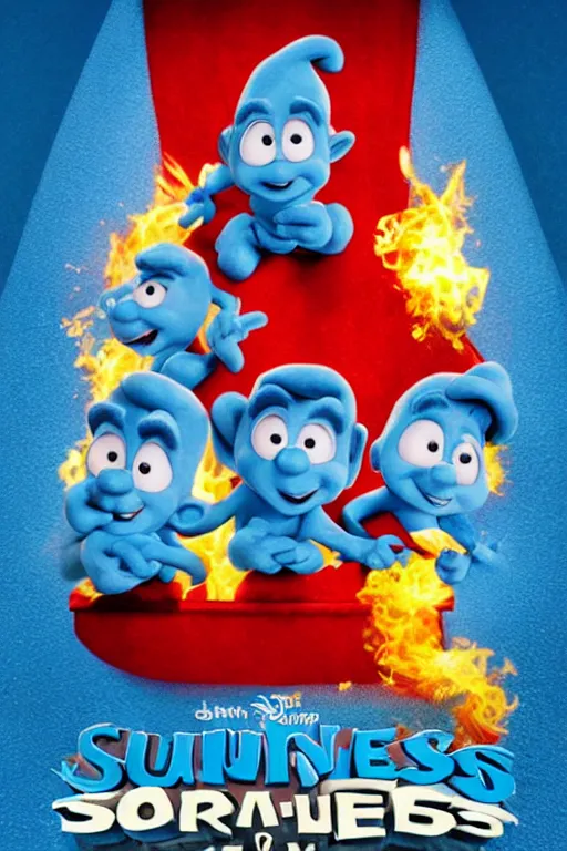 Prompt: Movie poster for The Smurfs: Remembering 9/11