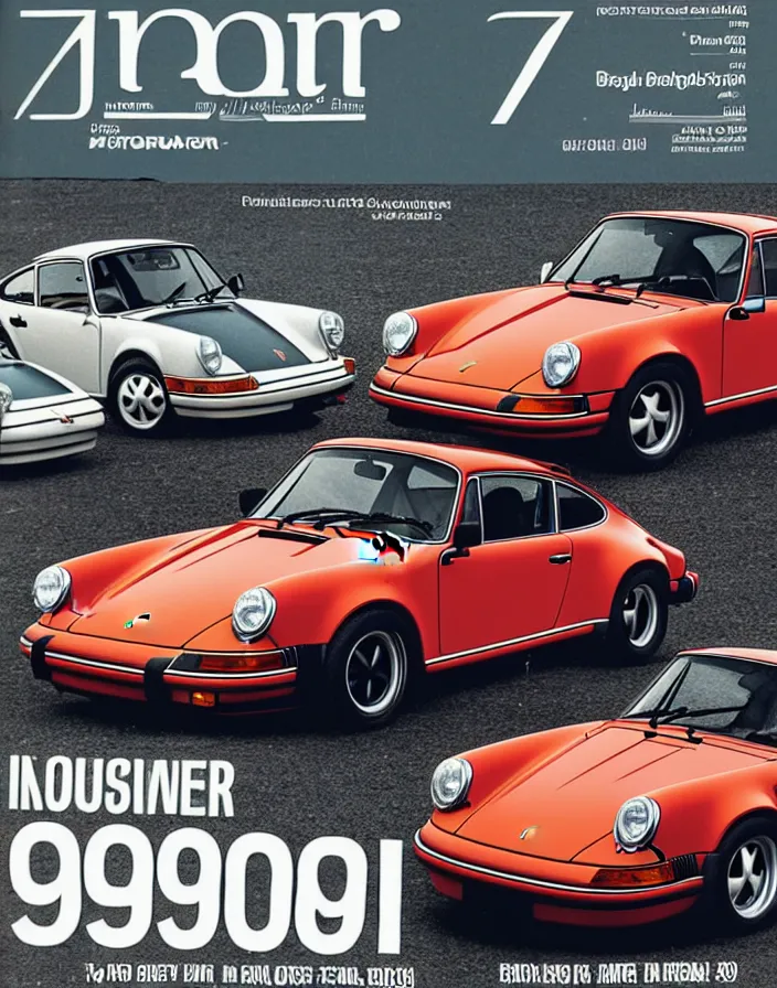 Image similar to porsche 9 1 1 on a 1 9 8 0 cover of automotive magazine