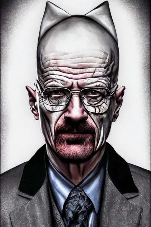 Prompt: walter white as the joker, photorealistic, highly detailed,