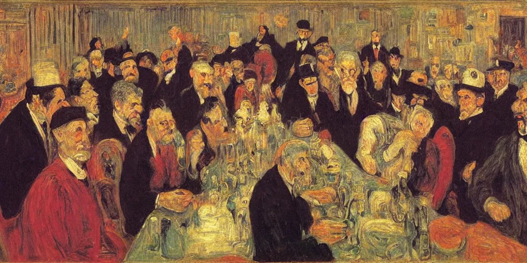 Prompt: the good judges. james ensor. ( 1 8 9 8 ) oil on canvas