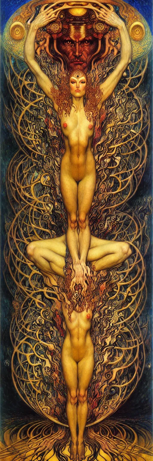 Image similar to Divine Chaos Engine by Karol Bak, Jean Delville, William Blake, Gustav Klimt, and Vincent Van Gogh, symbolist, visionary