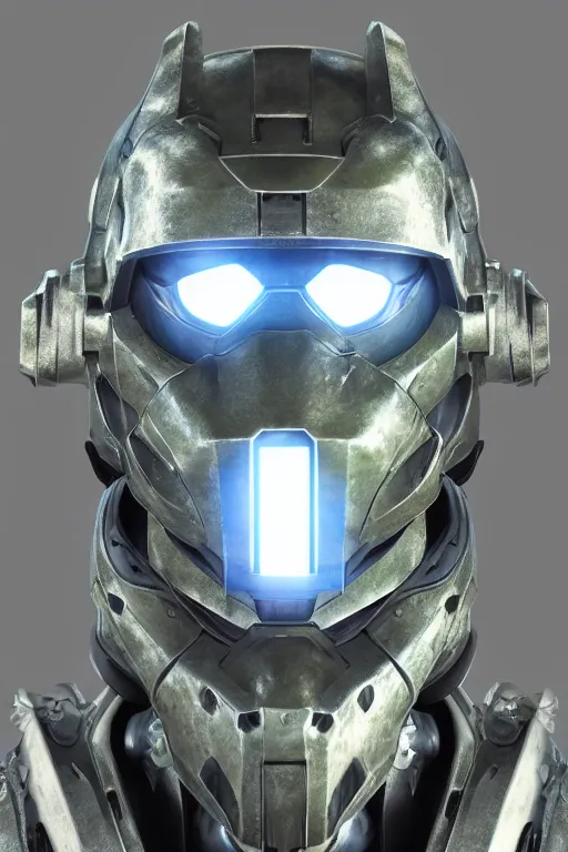 Image similar to robot ninja mask helmet halo master chief radiating a glowing aura global illumination ray tracing hdr fanart arstation by ian pesty and katarzyna da „ bek - chmiel