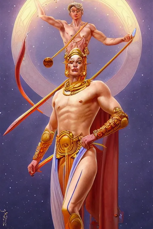 Image similar to god of moon, character design, fantasy, painting by jean giraud, j. c. leyendecker, artgerm, trending on artstation