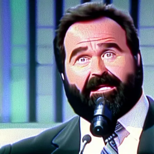 Prompt: Billy Mays hosting Jeopardy, VHS tape footage, 1991