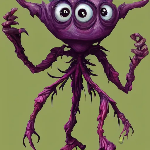 Image similar to cute anthropormorphic unusual alien plant creature with big eyes and leafy arms and legs character concept detailed painting 4 k