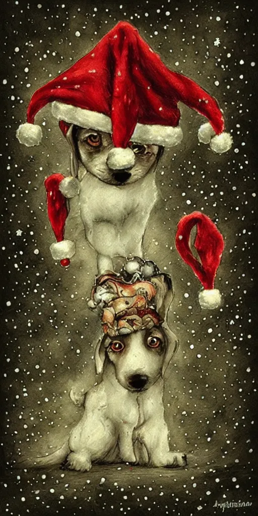 Image similar to a puppy christmas scene by alexander jansson