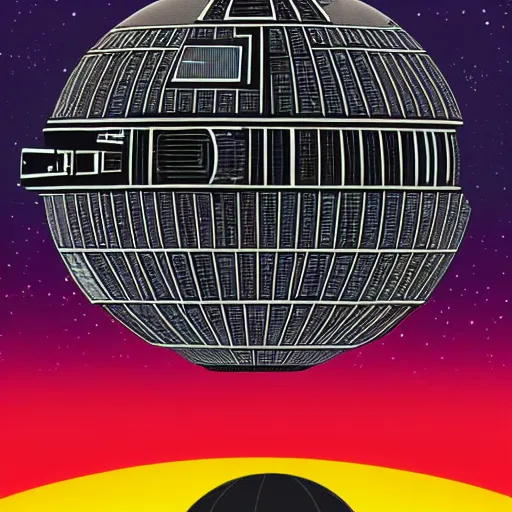 Image similar to Star wars death star in Kurzgesagt art style