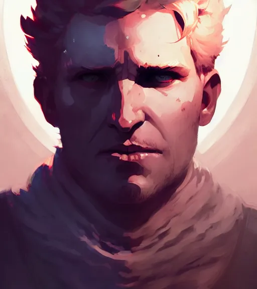 Prompt: portrait of cullen from dragon age fighting a demon by atey ghailan, by greg rutkowski, by greg tocchini, by james gilleard, by joe fenton, by kaethe butcher, dynamic lighting, gradient light blue, brown, blonde cream and white color scheme, grunge aesthetic