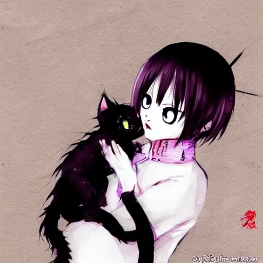 Image similar to a baby kitten vampire art by sui ishida