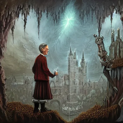 Prompt: mister rogers, dark fantasy art, detailed