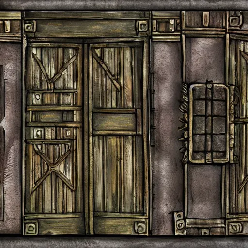 Prompt: planescape art style city of doors wallpaper