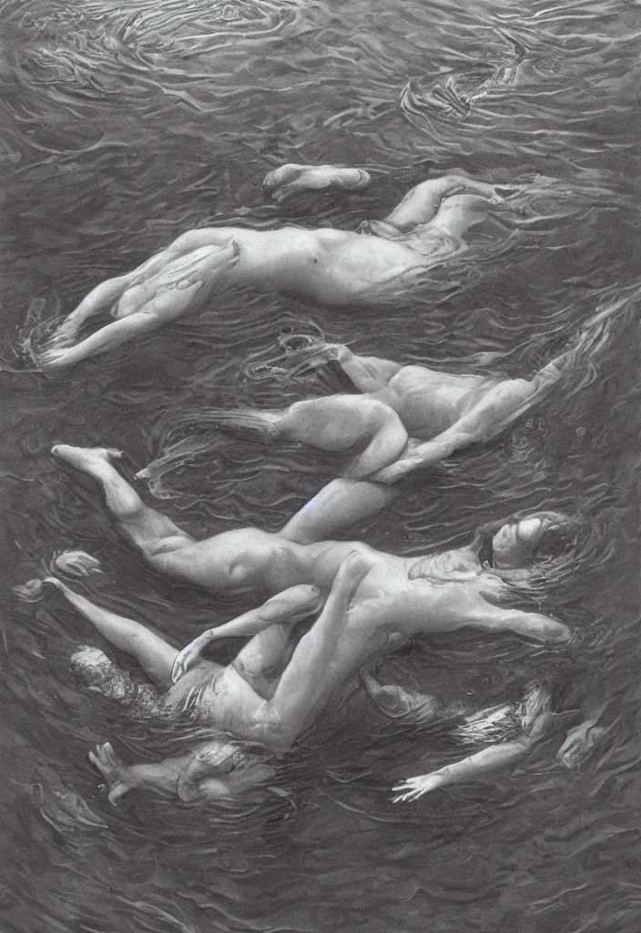 Image similar to highly detailed surrealist art about drowning slowly