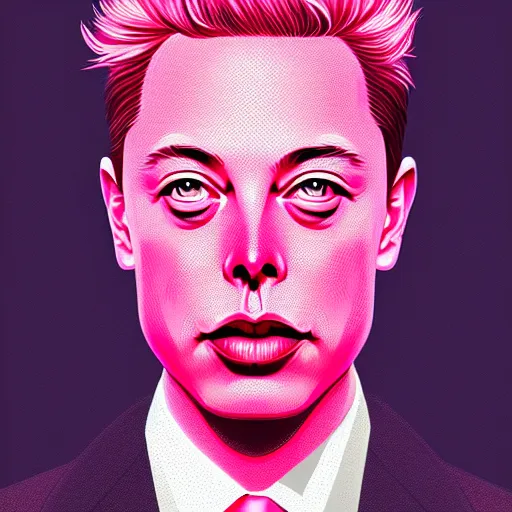 Prompt: Portrait of a hybrid of Elon Musk and pink wojak, intricate, elegant, highly detailed, digital painting, artstation, concept art, matte, sharp focus, illustration