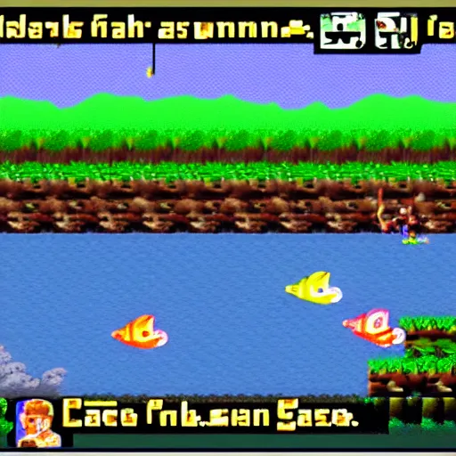 Image similar to screenshot of an snes game about fishing