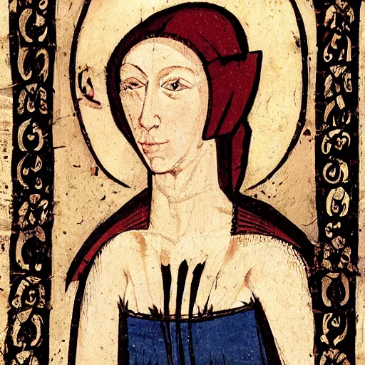 Image similar to a medieval portrait of Evelynn