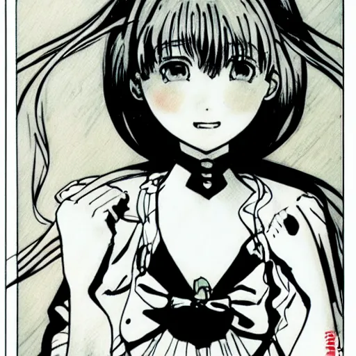 Prompt: Masterpiece portrait of Sakura from cardcaptor Sakura drawn by Guido Crepax