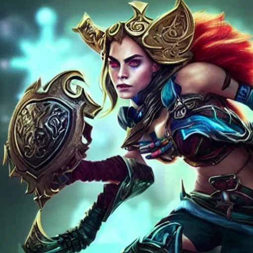 Image similar to Cara Delevingne as a League of Legends champion