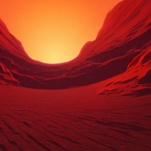 Image similar to a red sunset over an alien desert planet, cloudy skies, strange, ethereal, bright, rocky, craggy, beautiful, 8 k, concept art, illustration, canvas drawing