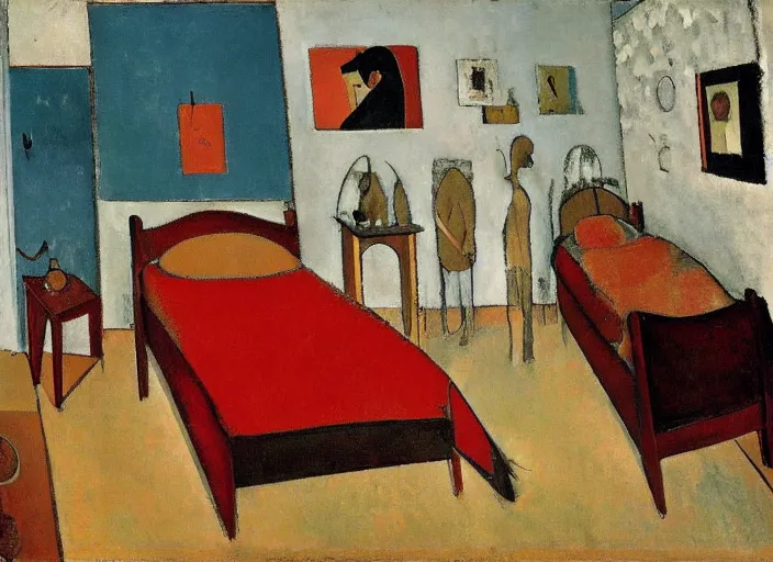 Prompt: a bedroom by amedeo modigliani