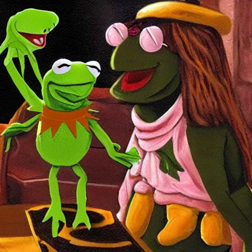 Image similar to kermit and god the conversation