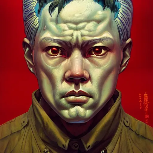 Image similar to prompt : soviet doomer portrait soft light painted by james jean and katsuhiro otomo and erik jones, inspired by akira anime, smooth face feature, intricate oil painting, high detail illustration, sharp high detail, manga and anime 1 9 9 9