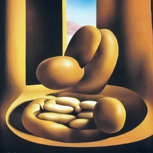 Image similar to soft construction with boiled beans, Salvador Dali