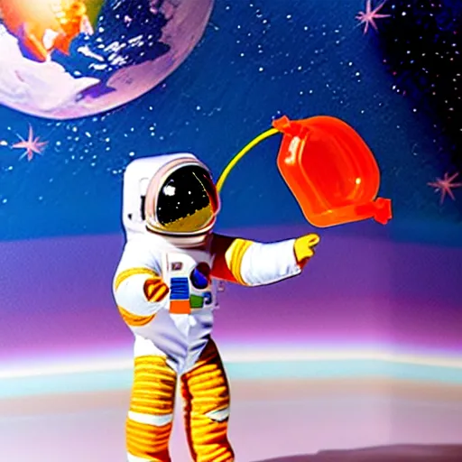 Prompt: a plastic horse toy is dancing on astronaut, concept art, fantasia photo