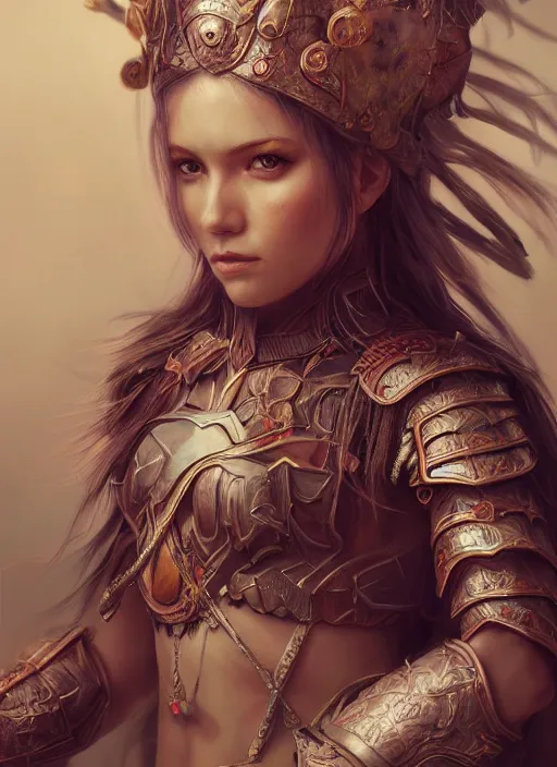 Prompt: detailed realistic character concept illustration pastel painting of a warrior princess in detailed clothing, insanely detailed and intricate, octane render, sss, postprocessing